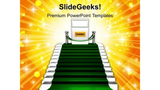 Stairway To Winner Trophy Success PowerPoint Templates Ppt Backgrounds For Slides 0213