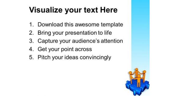 Standing On Puzzles With Holding Hands Business PowerPoint Templates And PowerPoint Themes 0912
