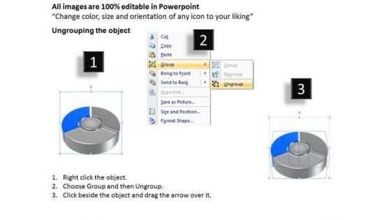 Statistical Chart Donut Diagram 3 Stages Ppt Samples Business Plan PowerPoint Slides