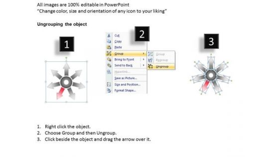 Steady Way To Represent 7 Diverging Steps Cycle Network PowerPoint Slides