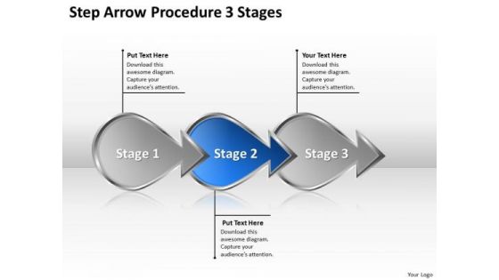 Step Arrow Procedure 3 Stages Business Plan Writers PowerPoint Templates