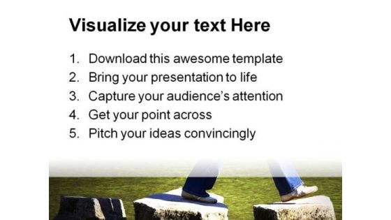 Stepping People PowerPoint Template 0610