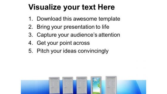 Stepping Towards The Future Door PowerPoint Templates Ppt Backgrounds For Slides 0713