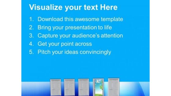 Stepping Towards The Future Door PowerPoint Templates Ppt Backgrounds For Slides 0713