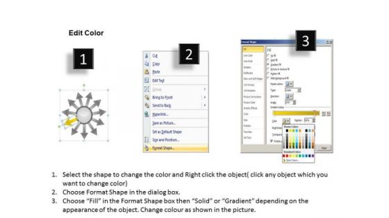 Steps Free Business PowerPoint Templates Diverging Processes Radial Chart Slides