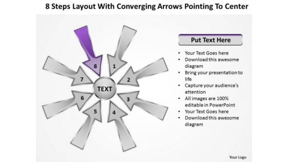 Steps Layout With Converging Arrow Pointing To Center Ppt Charts And Diagrams PowerPoint Slides