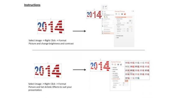 Stock Photo 2014 In American Flag Colors PowerPoint Slide
