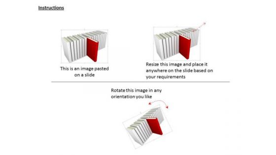 Stock Photo 3d Books With One Red Book Out Shows Leadership PowerPoint Slide