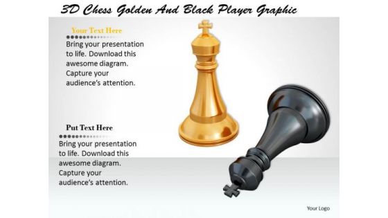 Stock Photo 3d Chess Golden And Black Player Graphic PowerPoint Template