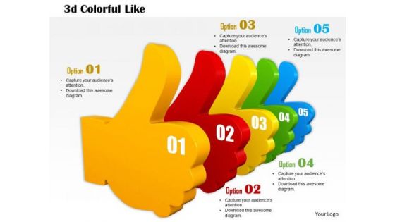 Stock Photo 3d Colorful Like Symbols PowerPoint Slide