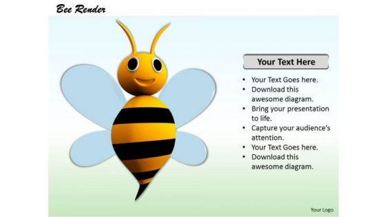 Stock Photo 3d Cute Bee PowerPoint Slide