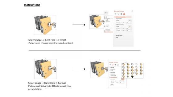 Stock Photo 3d Folders With Key And Lock PowerPoint Slide