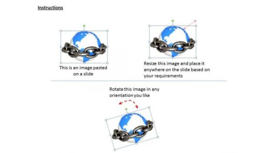 Stock Photo 3d Globe Inside The Chain Security PowerPoint Slide