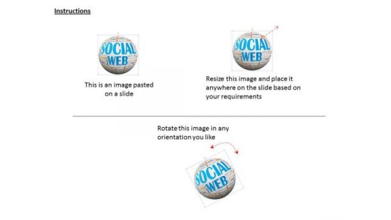 Stock Photo 3d Globe With Social Web For Data Protection Concept PowerPoint Slide