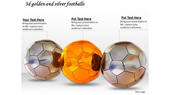Stock Photo 3d Golden And Silver Footballs PowerPoint Slide