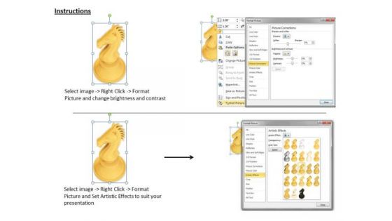 Stock Photo 3d Golden Knight For Chess Game PowerPoint Slide