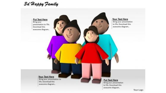 Stock Photo 3d Graphic Of Happy Family PowerPoint Slide