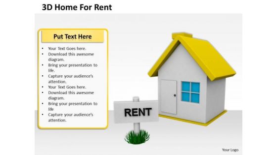 Stock Photo 3d Home For Rent PowerPoint Slide