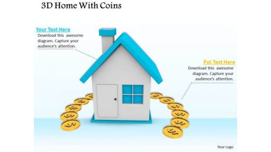 Stock Photo 3d Home With Coins Finance Concept PowerPoint Slide Stock Photo 3d Home With Coins Finance Concept PowerPoint Slide