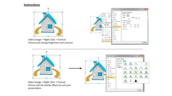 Stock Photo 3d Home With Coins Finance Concept PowerPoint Slide