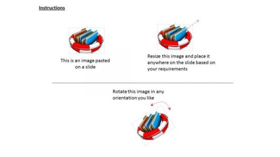 Stock Photo 3d Lifesaving Ring And Data Folder For Safety PowerPoint Slide