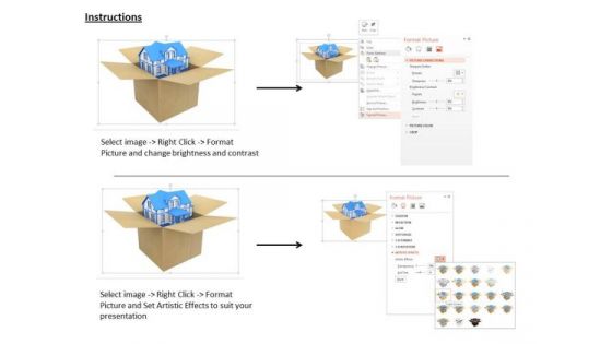 Stock Photo 3d Model Of House In A Box PowerPoint Slide