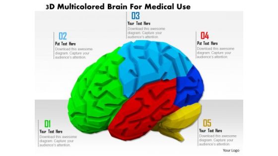 Stock Photo 3d Multicolored Brain For Medical Use PowerPoint Slide