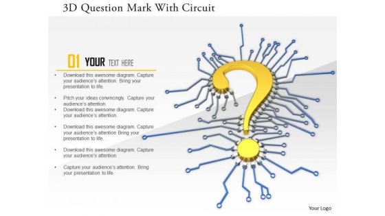 Stock Photo 3d Question Mark With Circuit PowerPoint Slide