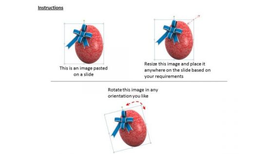 Stock Photo 3d Red Easter Egg With Blue Bow PowerPoint Slide