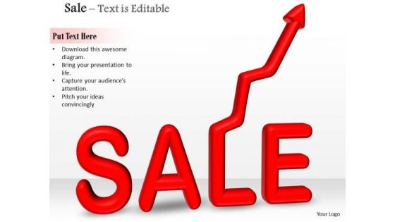 Stock Photo 3d Sale Text With Upward Arrow PowerPoint Slide