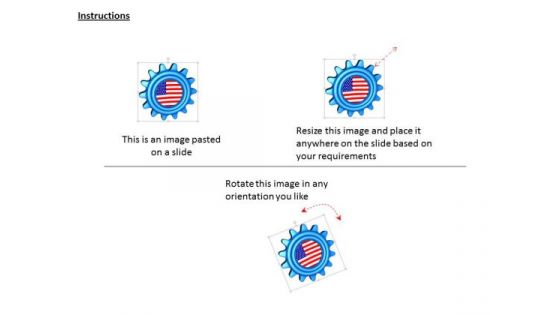 Stock Photo American Flag On A Gears Business PowerPoint Slide