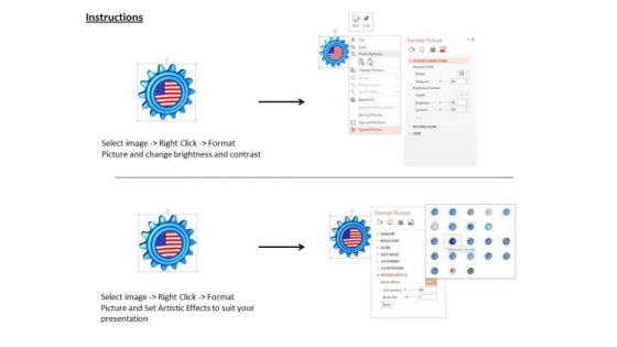 Stock Photo American Flag On A Gears Business PowerPoint Slide