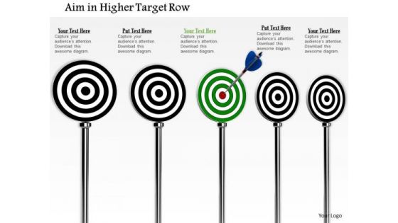 Stock Photo Arrow Hitting On Green Target Board PowerPoint Slide