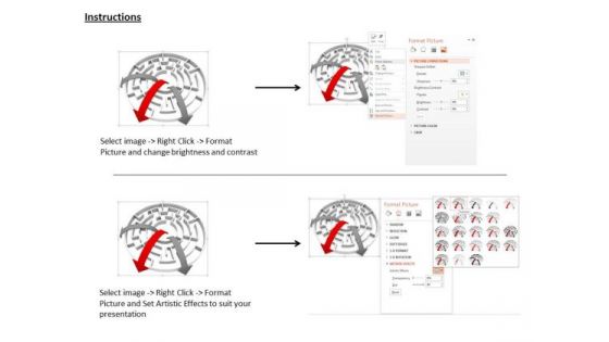 Stock Photo Arrows Coming Out From Maze PowerPoint Slide