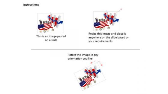 Stock Photo Bar Graph And Us Map With Financial Growth PowerPoint Slide