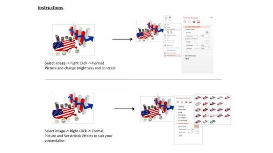 Stock Photo Bar Graph And Us Map With Financial Growth PowerPoint Slide