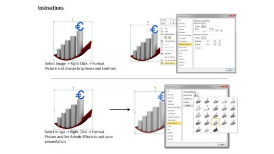 Stock Photo Bar Graph With Euro Currency Symbol PowerPoint Slide
