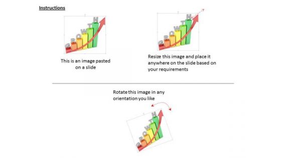 Stock Photo Bar Graph With Growth Arrow PowerPoint Slide