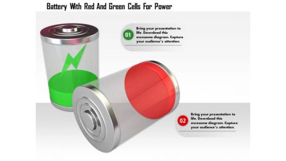 Stock Photo Battery With Red And Green Cells For Power PowerPoint Slide