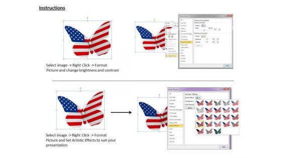 Stock Photo Beautiful Graphic Of Us Flag Butterfly PowerPoint Template
