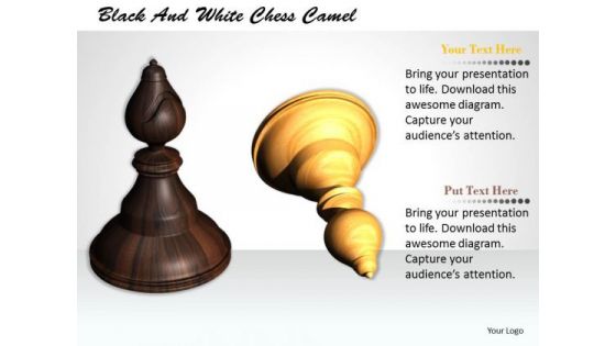 Stock Photo Black And White Chess Camel PowerPoint Template