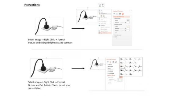 Stock Photo Black Electricity Plug In Socket PowerPoint Slide