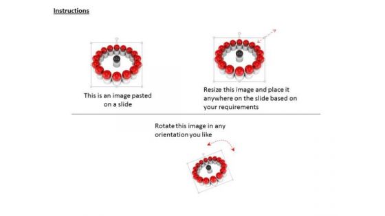 Stock Photo Black Sphere In Center Of Red Spheres PowerPoint Slide