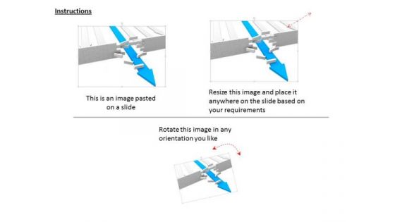 Stock Photo Blue Arrow Breaking The Concrete Wall PowerPoint Slide