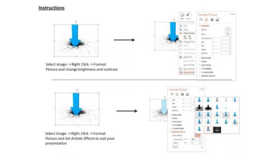Stock Photo Blue Arrow Cracking The Surface PowerPoint Slide