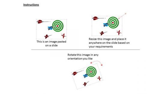 Stock Photo Blue Arrow Hitting Center Of Target PowerPoint Slide