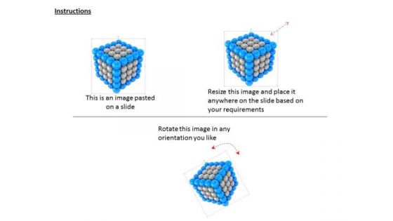 Stock Photo Blue Balls In Corners Of Silver Balls Cube PowerPoint Slide