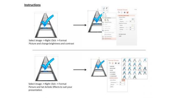 Stock Photo Blue Check Mark Over Ladder PowerPoint Slide
