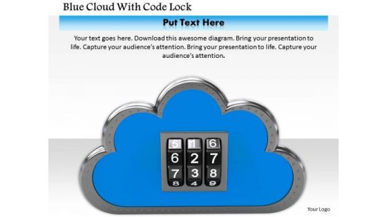 Stock Photo Blue Cloud With Code Lock PowerPoint Slide