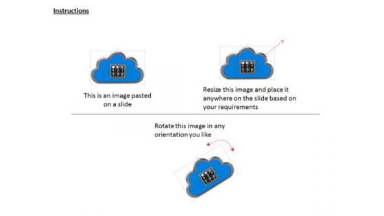 Stock Photo Blue Cloud With Code Lock PowerPoint Slide